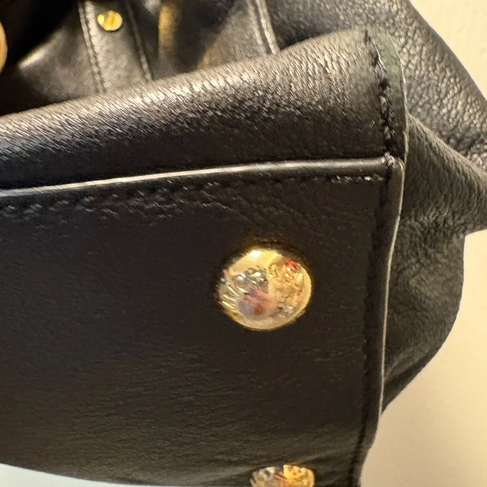 Michael Kors Black Leather Tote with Gold Chain Detail - Picture 7 of 7
